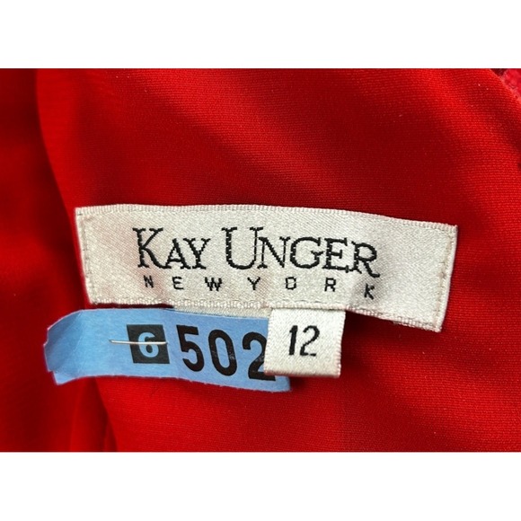 Kay Unger Dress Women 12 Ruffle Neck 100% Silk Sheath Classic Elegance Timeless - Picture 3 of 9